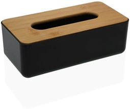 Doos voor doekjes Versa Bamboe Polypropyleen 13,1 x 8,6 x 26,1 cm Zwart