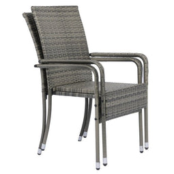 Juskys Yoro - Tuinstoelen - Stapelbaar - Gevlekt Grijs (set van 2)