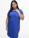ONLY CARMAKOMA CARKAYLEE - Dames Jurk - Katoen met korte mouwen - Strong Blue - M-46/48