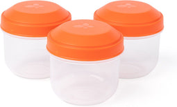Amuse Rikko Poppy Snackbox - 185ml - Set van 3 snackdoosjes - Sluit gemakkelijk - Transparant - Rond - Rood - 185 ml