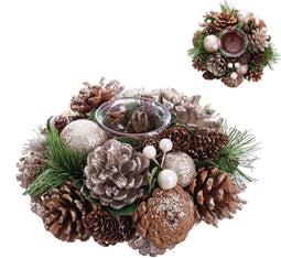 Kerstkaarshouder Gouden Natuurlijk Plastic Foam 19 x 19 x 9 cm