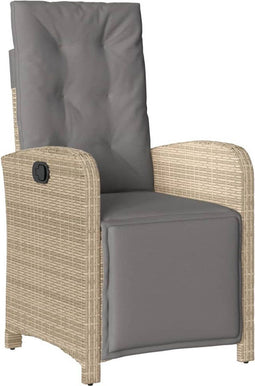 vidaXL - Tuinstoel - verstelbaar - met - voetensteun - poly - rattan - gemengd - beige