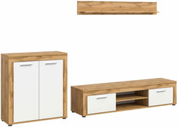 Furnilux Jam - Woonkamercombinatie - Praktische indeling - Wit eiken 35x255x159cm