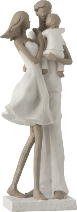 J-Line decoratie Koppel Met Kind - polyresin - wit/taupe