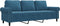 vidaXL - Driezitsbank - 180 - cm - fluweel - blauw