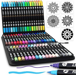 NAPI 72 - Acrylstiften Dual Tip - 72 kleuren met brush tip - Multi