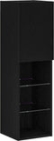 vidaXL - LED - TV-kast - in - Zwart - Eik - 30,5x30x102 - cm - Gelaagd - Hout