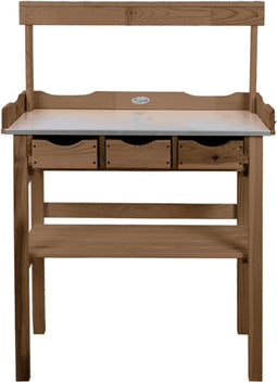 Esschert Design Oppottafel met lade en rek bruin