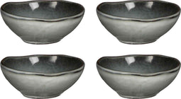 Mica Decorations Tabo Schaal - 3 x 8 cm - Keramiek - Grijs - 4 Stuks