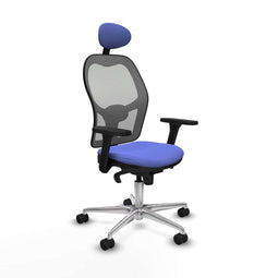Piqueras y Crespo 3D086N1 - Bureaustoel met hoofdsteun - Verstelbare hoogte en armleuning - Licht Blauw