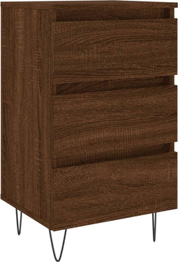 vidaXL - Nachtkastje - 40x35x69 - cm - bewerkt - hout - bruin - eikenkleur