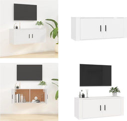 vidaXL Tv-wandmeubel - 100x34,5x40 cm - 2 vakken - wit