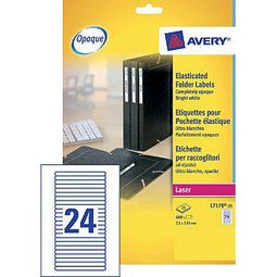 Avery Etiketten voor Geplastificeerde Folders, wit, 134,0 x 11,0 mm, permanent klevend