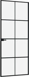 vidaXL - Binnendeur - 83x201,5 - cm - gehard - glas - en - aluminium - smal - zwart