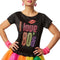 Dressforfun Vrouwenkostuum popsterretje (80's) - Kostuum met tulerok en zweetbandjes - Zwart/Multicolor XXL