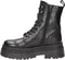 PS Poelman Korio - Leren Chunky Plateau Combat Veterlaarzen - Zwart - Dames - Maat 40