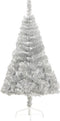 vidaXL - Kunstkerstboom - half - met - standaard - 150 - cm - PET - zilverkleurig