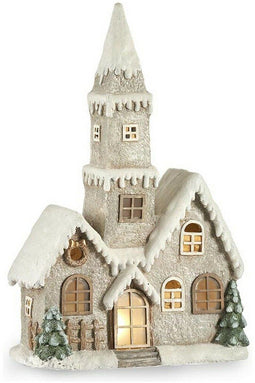 Decoratieve figuren Grijs Muziek Kerstmis LED Licht Huis Magnesium (21 x 77 x 48 cm)