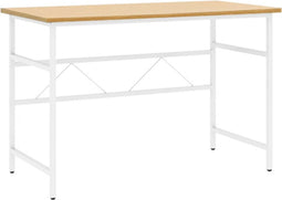 vidaXL - Computerbureau - 105x55x72 - cm - MDF - en - metaal - wit - lichteikenkleurig