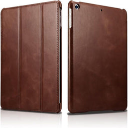 Icarer - 3-Vouw echt lederen sleepcover hoes - iPad 9.7 (2017/2018) / Pro 9.7 / Air / Air 2 - Cognac