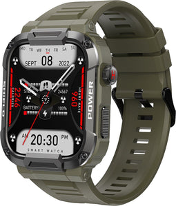 Valante Ultrax Smartwatch - Smartwatch Heren - Groen - 44 mm - Stappenteller - Hartslagmeter - Saturatiemeter - Bellen via Bluetooth