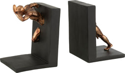 J-Line boekensteun Athleet - polyresin - brons - 2 stuks