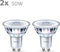 Philips LED Spot - GU10 - 50 W - koelwit licht - Bespaar op energiekosten (2 stuks)