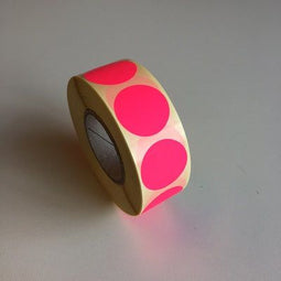 Klika - Etiket 25 mm rond fluor roze 1000 rol - 30 stuks