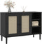 vidaXL - Dressoir - SENJA - 112x40x80 - cm - rattan - massief - grenenhout - zwart