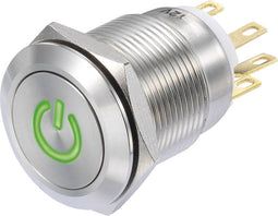 TRU COMPONENTS LAS1-GQF-11/G/12V Druktoets 250 V/AC 3 A 1x aan/(aan) Moment Groen IP65 1 stuk(s)