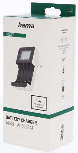 Hama 00223552 - Batterijlader - Opladen van 1-4 AA/AAA NiMH met LCD-display - Wit