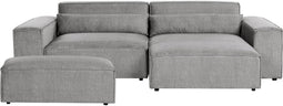 HELLNAR - Hoekbank 2-zits met ottomaan - Grijs - Links - Polyester