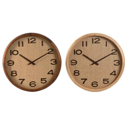 Muurklok Home ESPRIT Bruin Natuurlijk Hout Rotan 40 x 5 x 40 cm (2 Stuks)