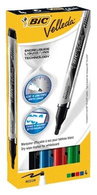 Viltstift Bic Liquid whiteboard rond assorti set à 4st | 96 stuks