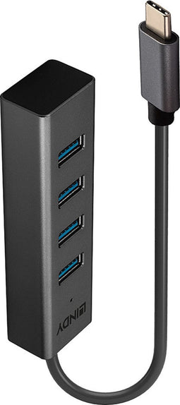 Lindy 43325 - USB-C Multiport Hub - 4x USB 3.2 Gen 1 - Grijs