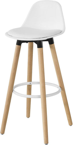 SoBuy FST70-W - Barkruk - Dikke gewatteerde zitting - Wit