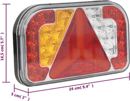 vidaXL - Aanhangerlampen - 2 - st - LED-lamp - 12 - V - 24x5x14,5 - cm - rood