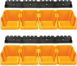 Perel Stapelbak - Stapelbaar - 8 stuks met wandhouders - Geel (2 stuks)