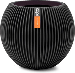 Capi Europe - Vaas bol Groove Black & Gold - 18x15 - Zwart - Opening Ø11 - Bloempot voor binnen - 5 jaar garantie - BGVBL102