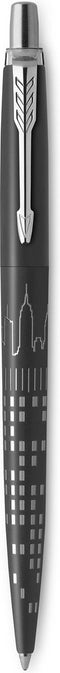 Parker Jotter balpen | Speciale editie | NYC Zwart met chroomafwerking | Blauwe inkt | Geschenkverpakking