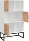vidaXL - Hoge - kast - 70x35x125 - cm - bewerkt - hout - wit