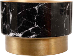 PTMD Imre Ronde Bloempot Marmerprint - H20 x Ø29,5 cm - Ijzer - Zwart/goud