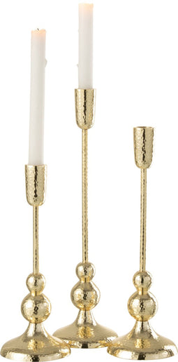 J-Line kandelaar Borne - aluminium - goud - 3 stuks