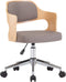 vidaXL - Eetkamerstoel - draaibaar - gebogen - hout - en - stof - taupe