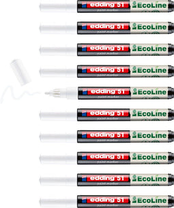 edding 51 EcoLine - lakmarker - waterbasis - laag VOS-gehalte - wit (10 stuks)