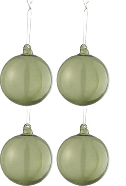 J-Line kerstbal Effen - glas - groen - medium - doos van 4