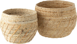 J-Line mand Raffael Rond - jute - naturel - 2 stuks