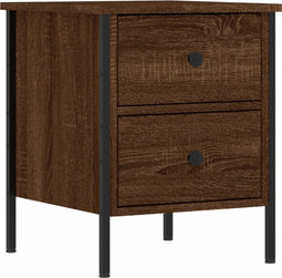 vidaXL - Nachtkastje - 40x42x50 - cm - bewerkt - hout - bruin - eikenkleur
