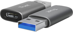 Trust Calyx - USB-A naar USB-C Adapter - Bestanden overzetten en opladen - Grijs