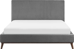 BAYONNE - Tweepersoonsbed - Lichtgrijs - 180 x 200 cm - Fluweel